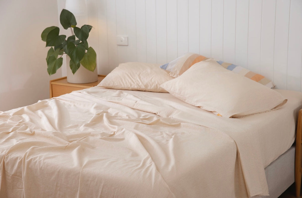 100% Cotton Percale Sheet Set - Fitted & Flat Sheets + Pillowcases - Poppy