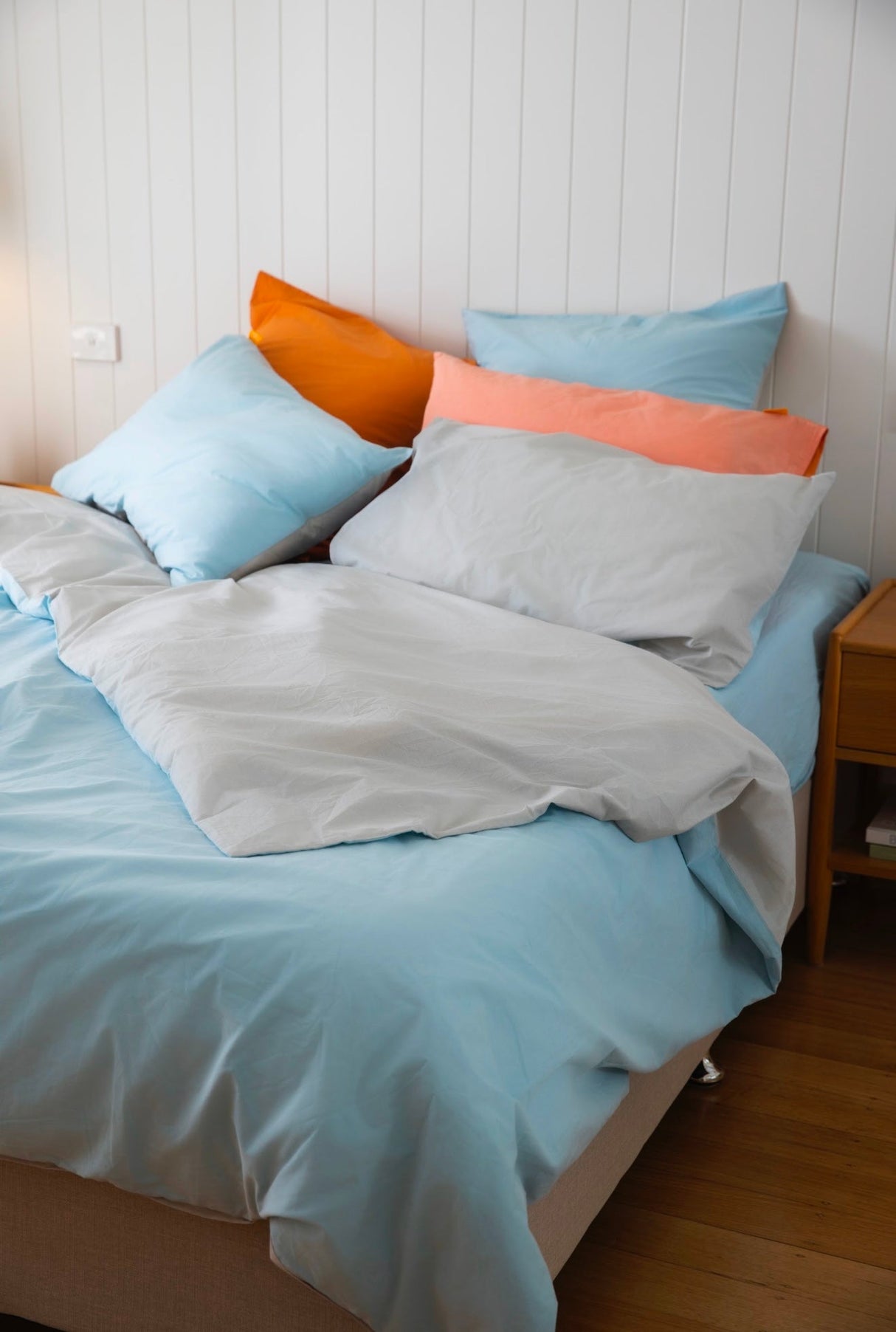 100% Cloud Cotton Duvet Quilt Cover Set w/ 2 Pillow Cases in Skylar