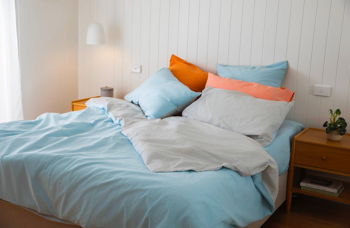 100% Cloud Cotton Duvet Quilt Cover Set w/ 2 Pillow Cases in Skylar