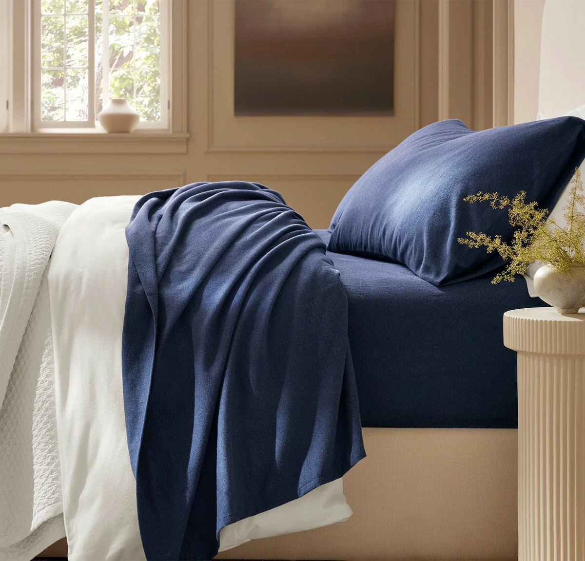 Park Avenue 175 GSM Egyptian Cotton Flannelette Bed Sheet Set - Ink