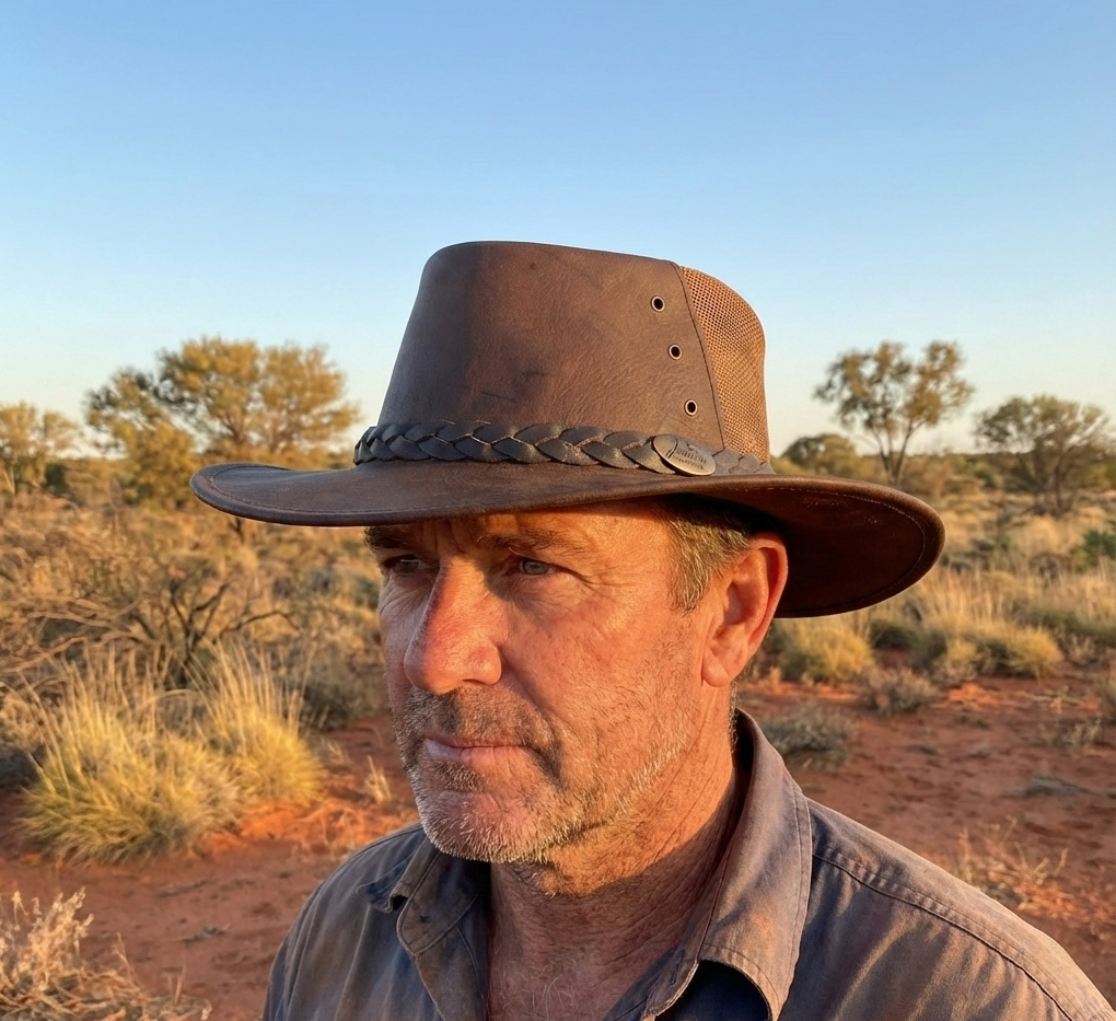 Jacaru 1150 Kangaroo Leather Breeze Hat in Brown