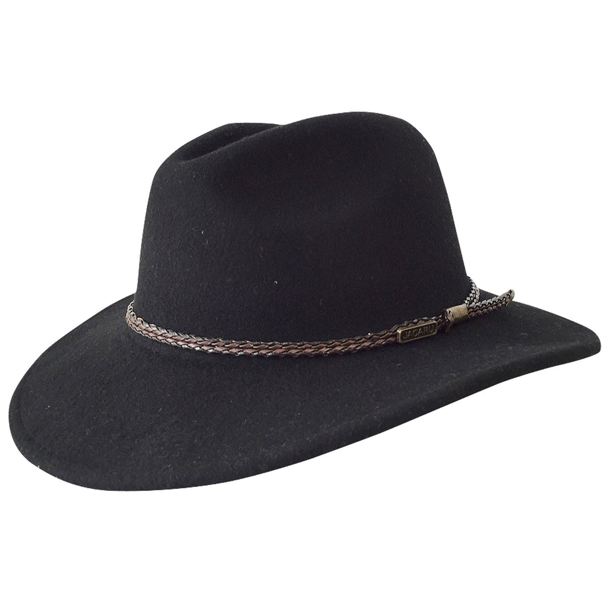 JACARU Australian Wool Fedora Hat Outback 100% WOOL Crushable Travel 1847 - Black
