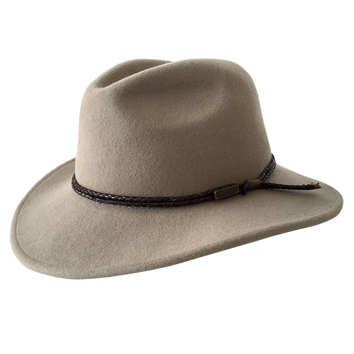 Jacaru 1847 Outback Fedora Hat - Stone (100% Australian Wool Travel Crushable Hat)