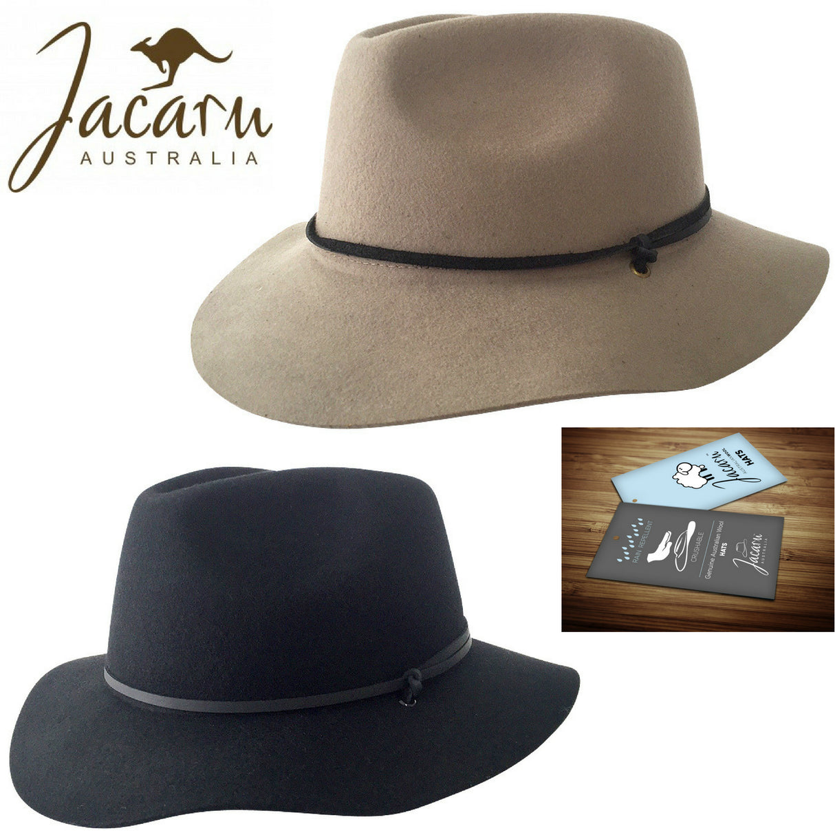 JACARU Australian Wool Poet Hat Trilby Fedora 100% WOOL Crushable Travel Genuine - Grey