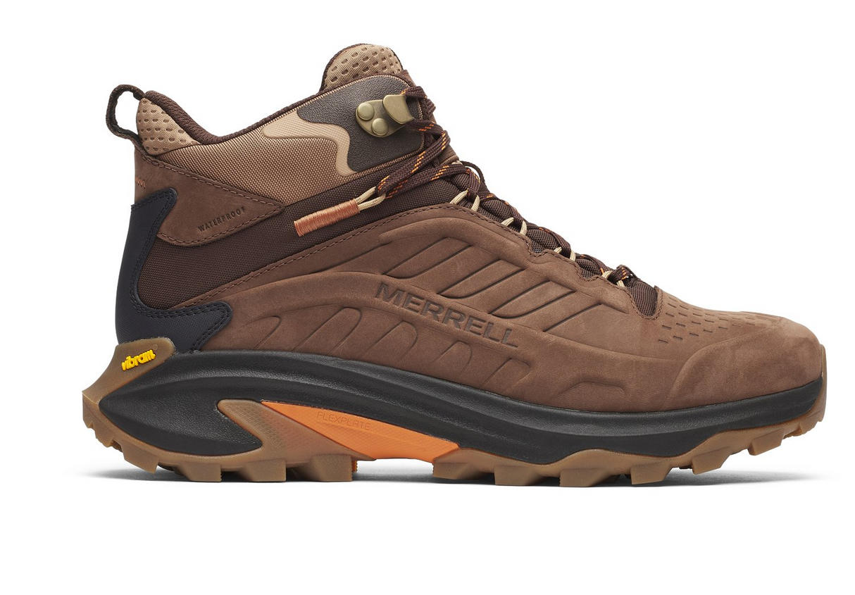 Merrell Mens Moab Speed 2 Mid Leather Waterproof Shoes Boots w/ Vibram Sole in Mole Brown