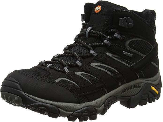 Merrell Mens Moab 2 MID Gore Tex Hiking Shoes Boots Trail Outdoor Mountain - Black