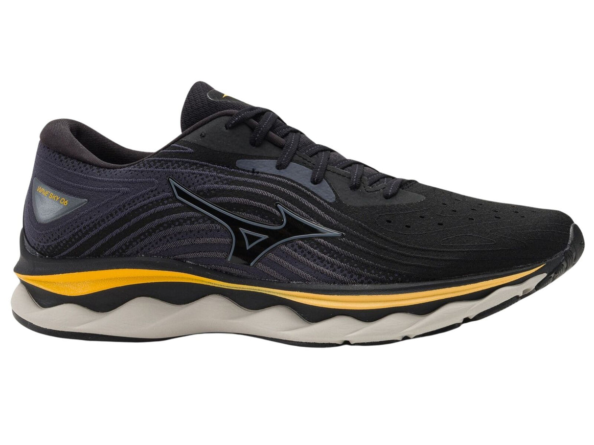 Mizuno Wave Sky 6 Mens Running Shoes Black / Tradewinds / Gold Fusion, Size 11.5