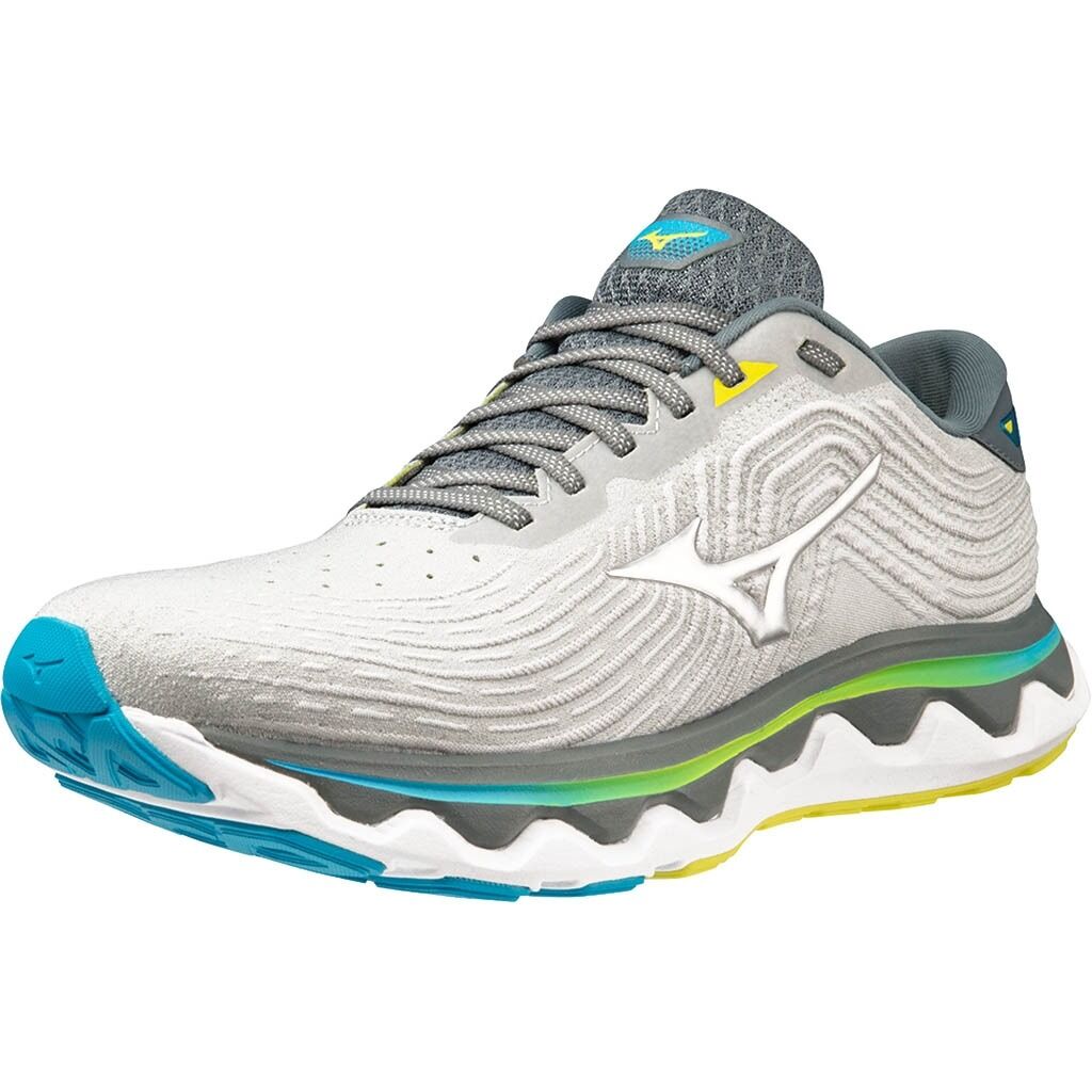 Mizuno Wave Horizon 6 Mens Runners Sneakers Shoes in Pearl Blue/Silver/Bolt