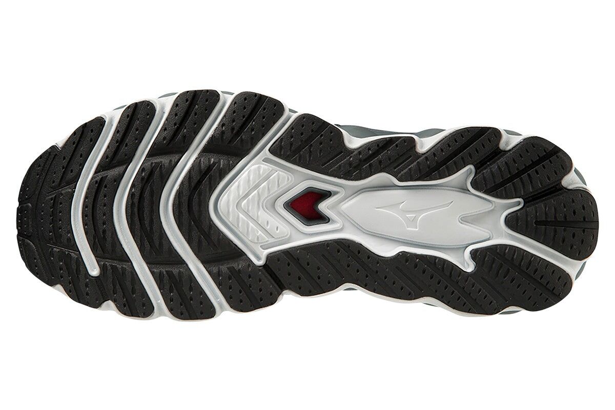 Mens Mizuno Wave Sky 7 2E Wide Black/Glacial Ridge/Stormy Weather, Size 11.5