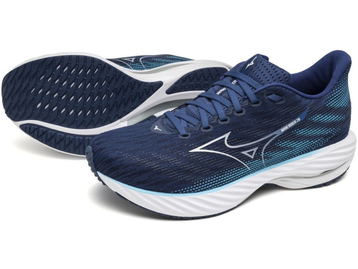 Mizuno Wave Rider 28 Mens Running Shoes Estate Blue / River Blue – US 9.5