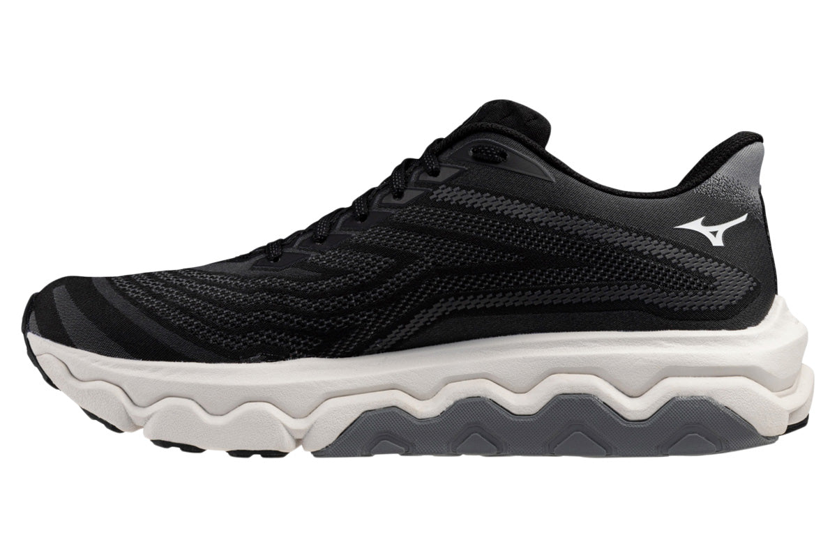 Mizuno Mens Wave Horizon 8 (2E Wide) in Black/White/Nimbus Cloud
