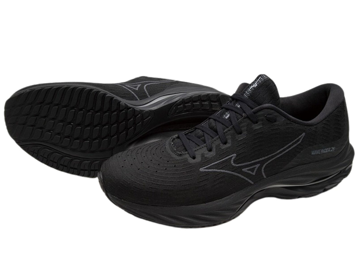 Mizuno Wave Rider 26 SSW Womens Running Shoes – Black/Ultimate Gray – Smooth Stretch Woven – Enerzy Foam – Cushioned & Stable US 7