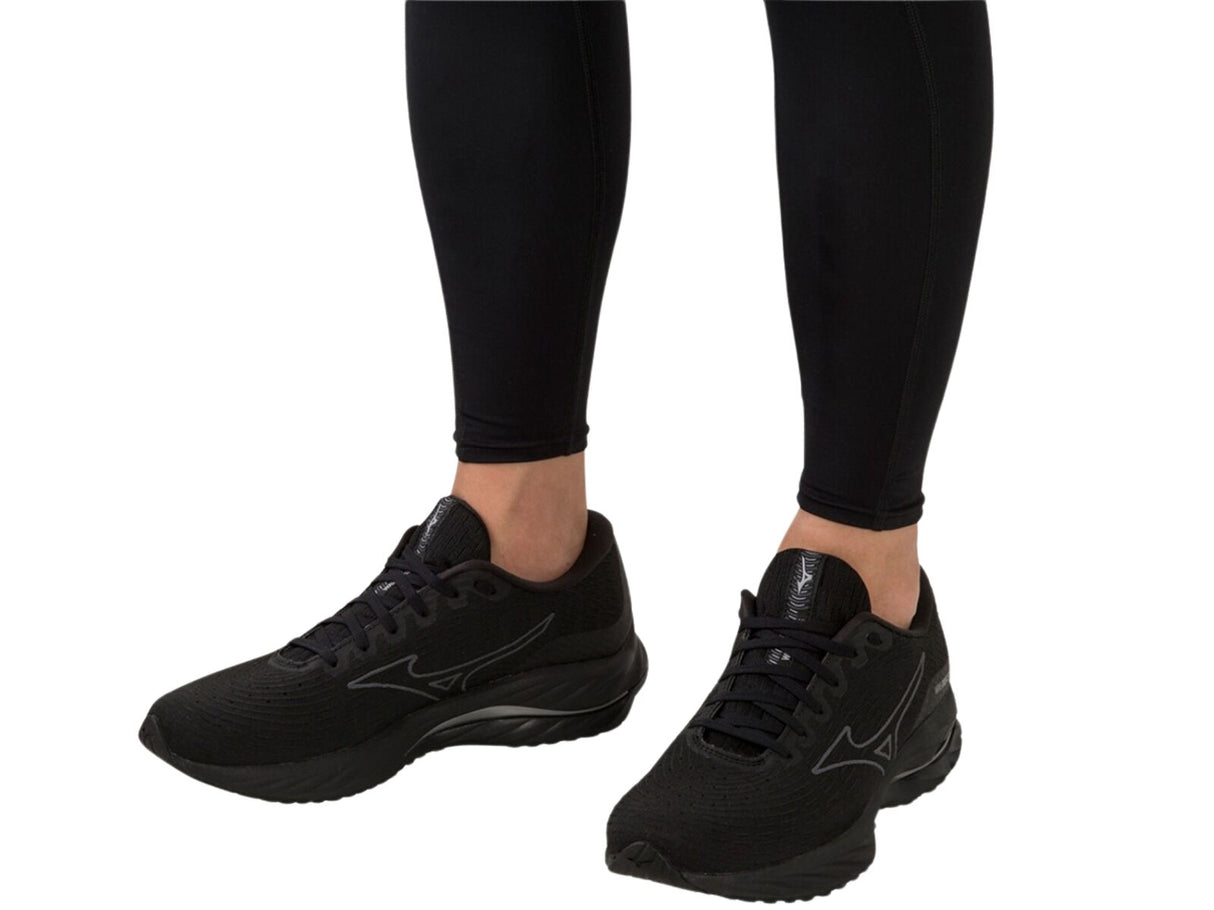 Mizuno Wave Rider 26 SSW Womens Running Shoes – Black/Ultimate Gray – Smooth Stretch Woven – Enerzy Foam – Cushioned & Stable US 7