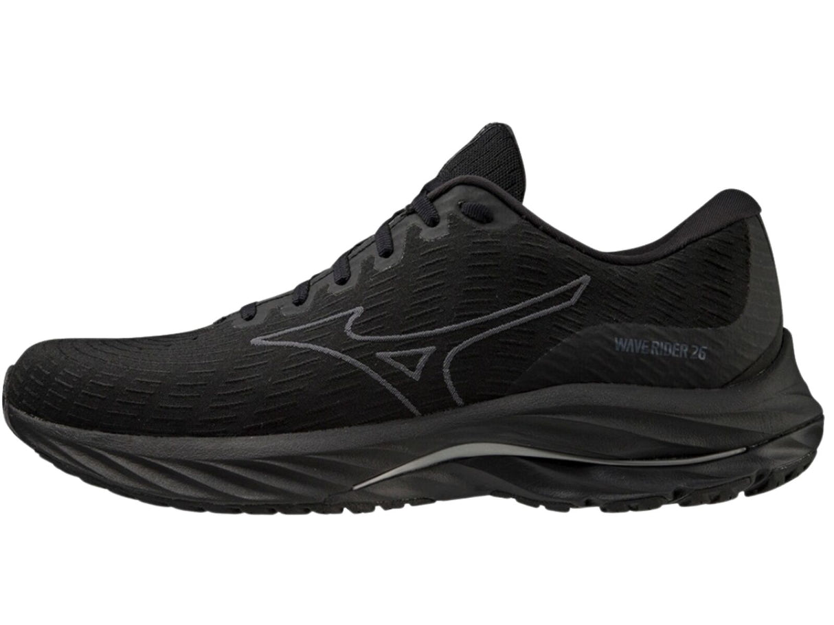 Mizuno Wave Rider 26 SSW Womens Running Shoes – Black/Ultimate Gray – Smooth Stretch Woven – Enerzy Foam – Cushioned & Stable US 8