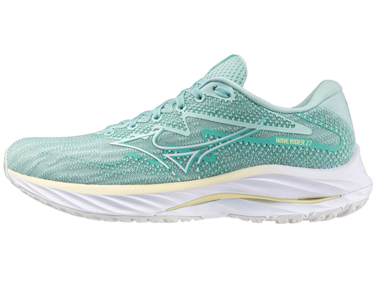 Mizuno Wave Rider 27 Womens Running Shoes Eggshell Blue / Anise Flower in US 7