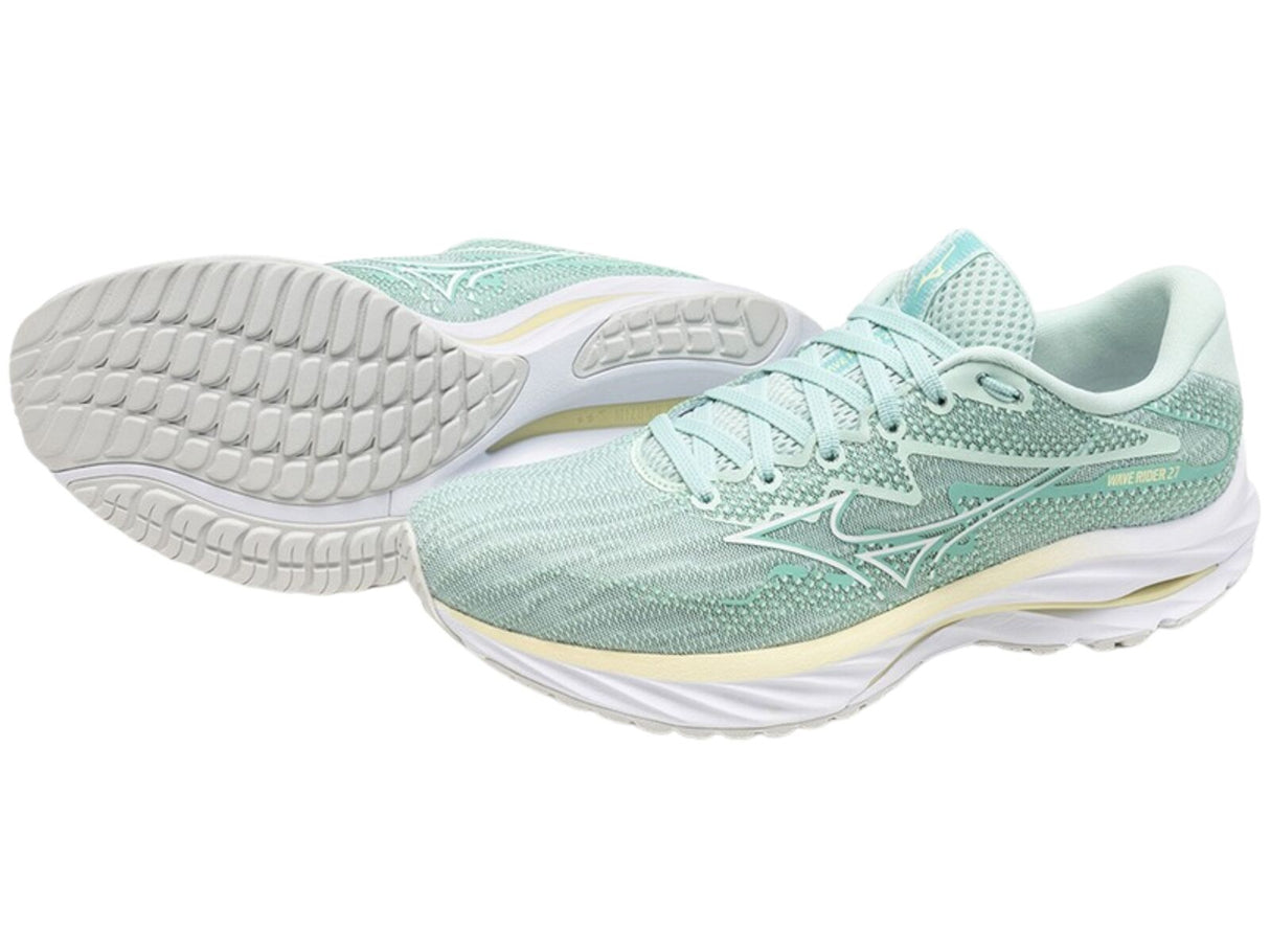 Mizuno Wave Rider 27 Womens Running Shoes Eggshell Blue / Anise Flower in US 7