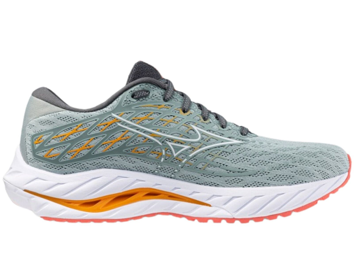 Mizuno Womens Wave Inspire 20 Running Shoes – Grey Mist/White/Dubarry – Size 8.5