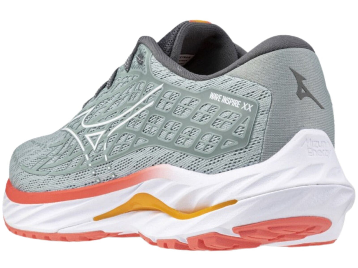 Mizuno Womens Wave Inspire 20 Running Shoes – Grey Mist/White/Dubarry – Size 7