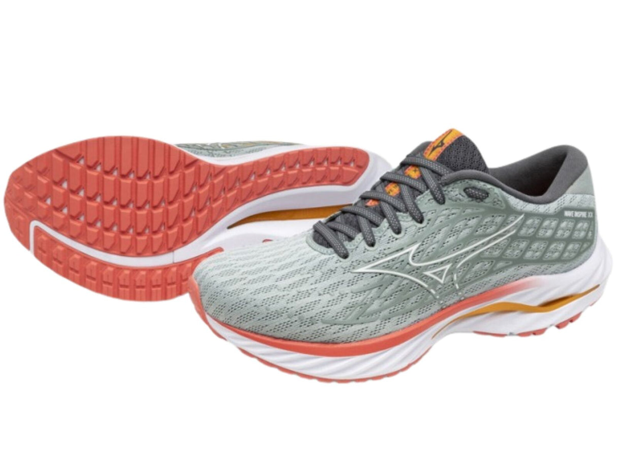 Mizuno Womens Wave Inspire 20 Running Shoes – Grey Mist/White/Dubarry – Size 7