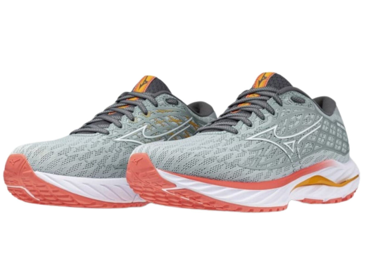 Mizuno Womens Wave Inspire 20 Running Shoes – Grey Mist/White/Dubarry – Size 7