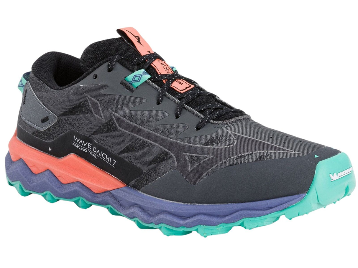 Mizuno Wave Daichi 7 Mens Trail Running Shoes Iron Gate / Ebony / Living Coral – US 10.5