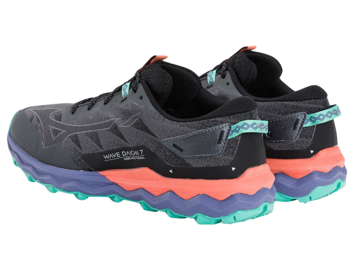Mizuno Wave Daichi 7 Mens Trail Running Shoes Iron Gate / Ebony / Living Coral – US 10.5