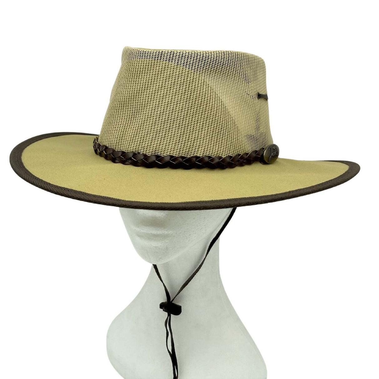 Jacaru Canvas Parks Koolaroo Mesh Hat Wide Brim Cooler Coolaroo - Beige