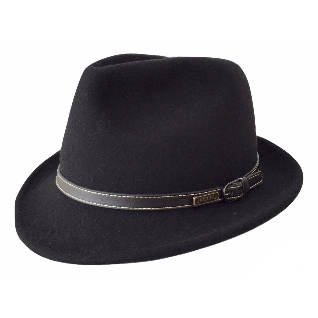 Jacaru 1848 Wool Trilby Hat - Black (100% Australian Wool Fedora)