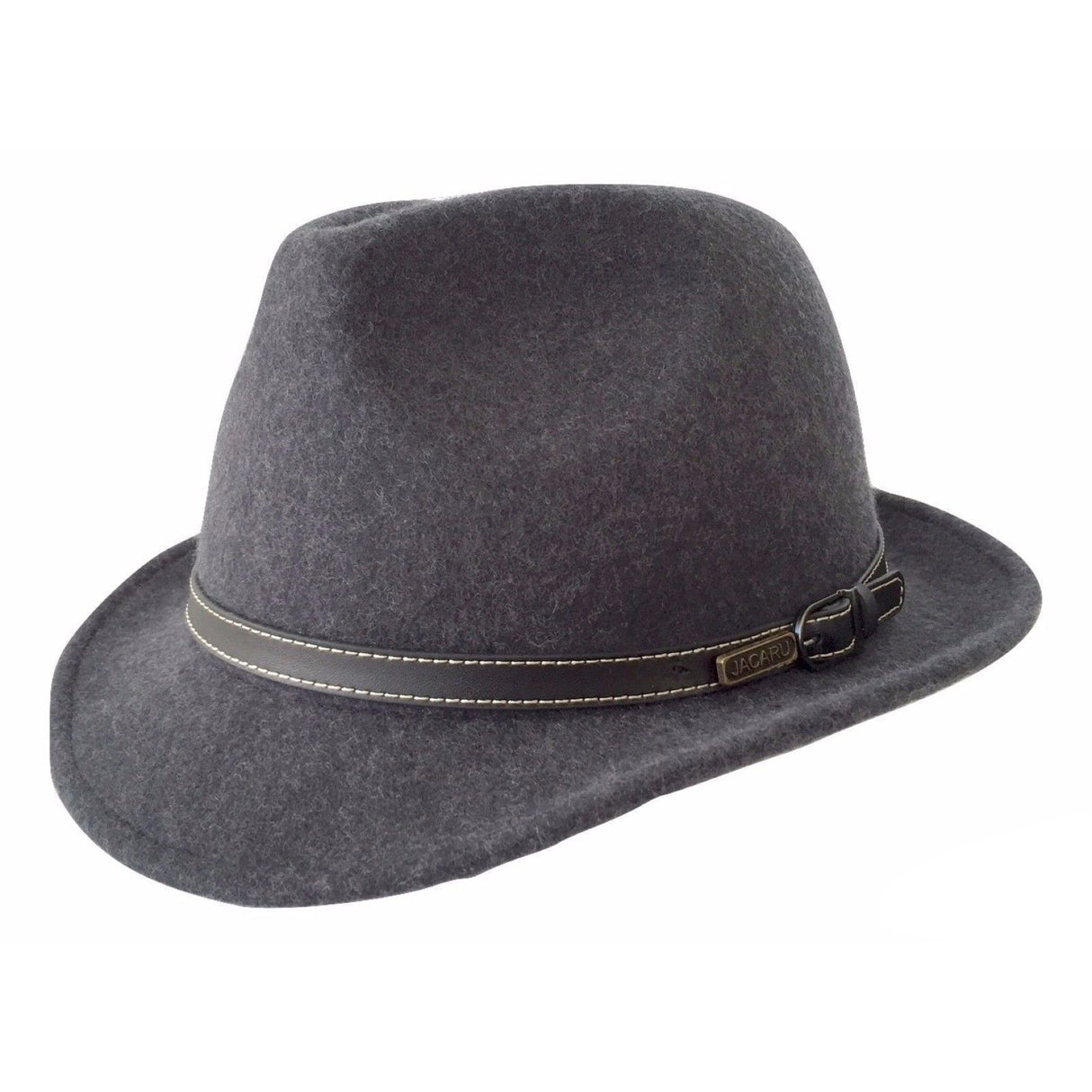 JACARU Australian Wool Hat Trilby Fedora 100% WOOL Crushable Travel Genuine 1848 - Charcoal