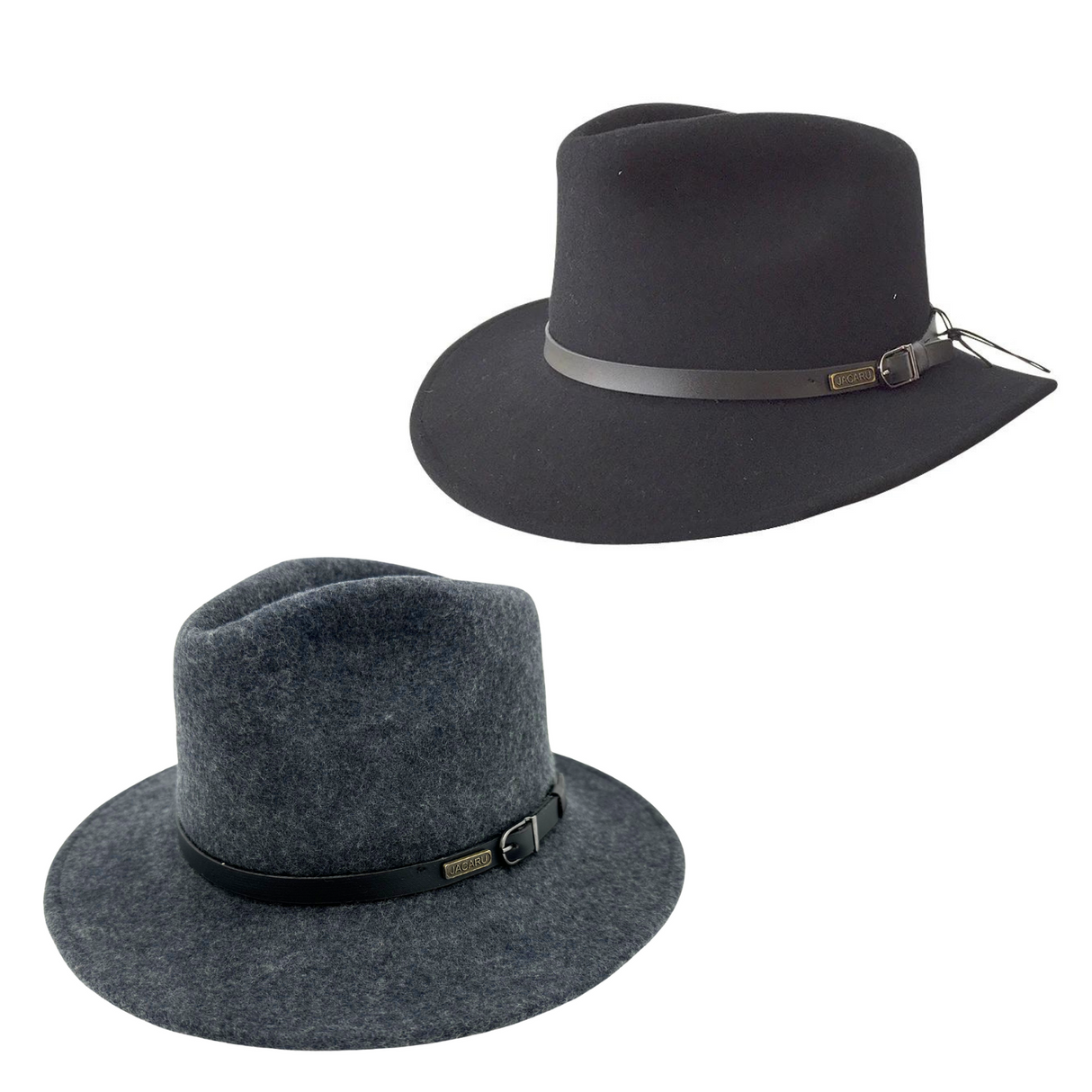 JACARU Australian Wool Hat Trilby Fedora 100% WOOL Crushable Travel Genuine 1849 - Black