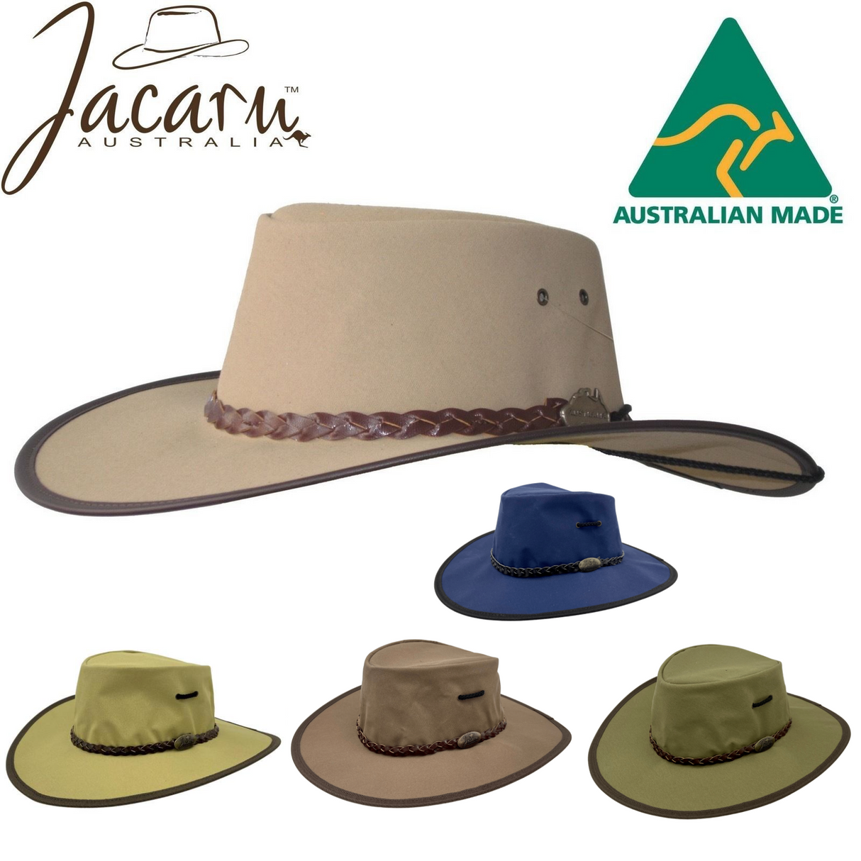 JACARU Full Canvas Parks Explorer Sun Hat Water Resistant Wide Brim Work Toggle - Brown