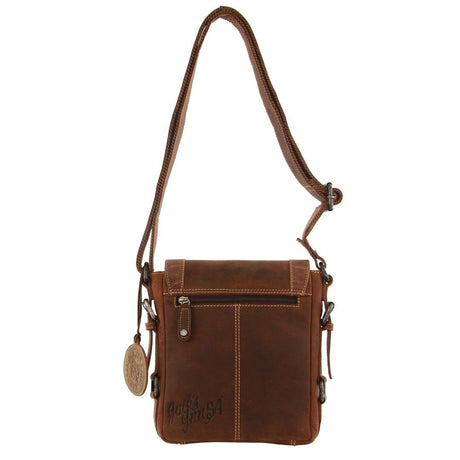 Jack's Inn Premium Blackthorne Crazy Horse Leather Crossbody Bag Vintage in Cognac