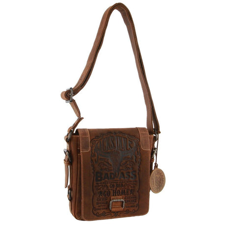 Jack's Inn Premium Blackthorne Crazy Horse Leather Crossbody Bag Vintage in Cognac