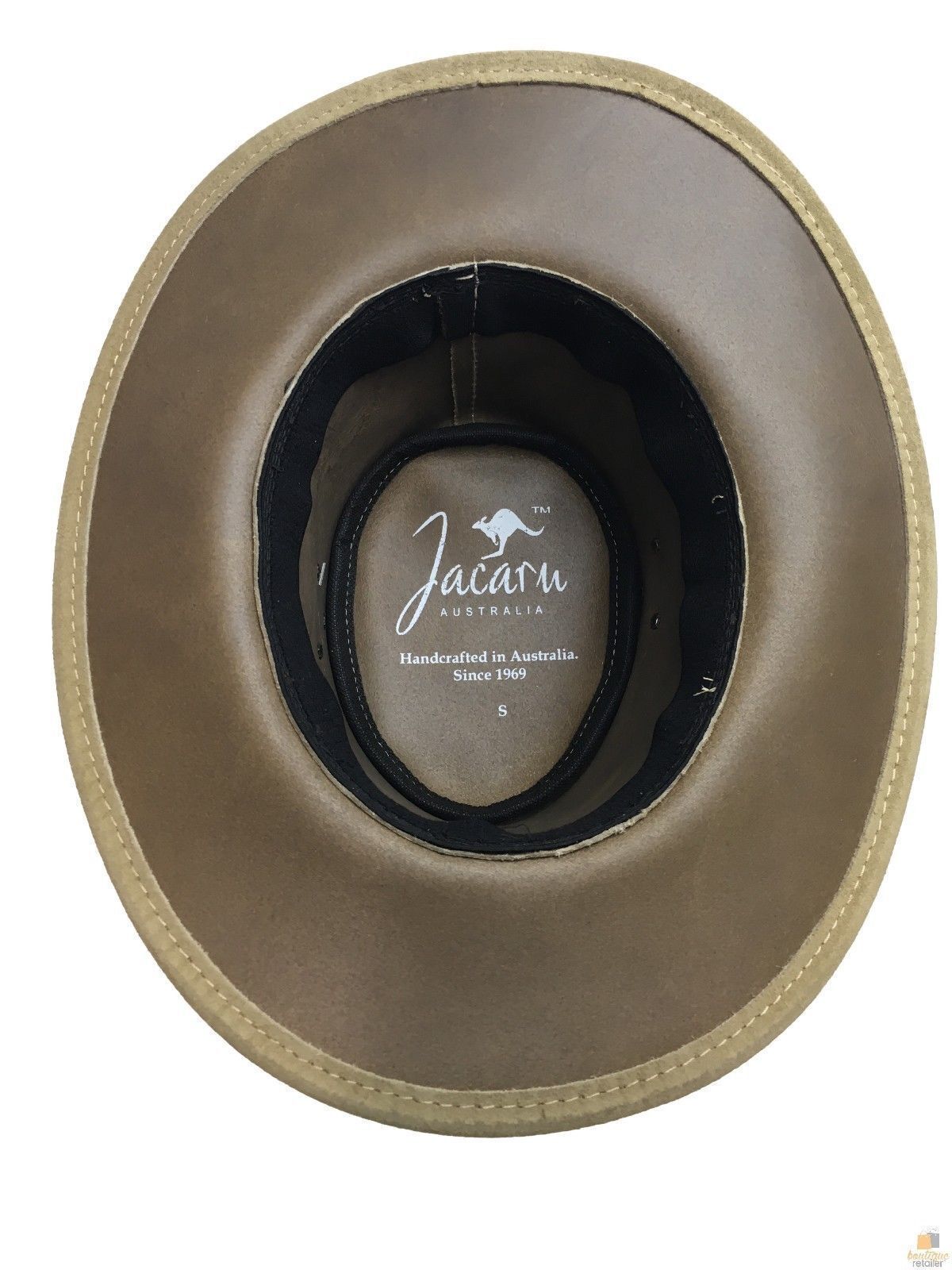 Jacaru 1007 Wallaroo Suede Leather Outback Wide Brim Hat - Sand