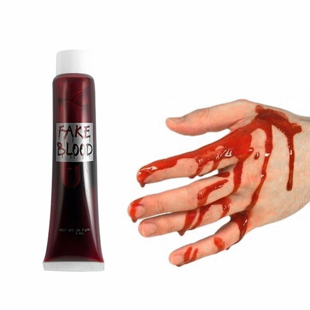 Bloody Over Knee White Socks + Fake Blood Gel Set Halloween Zombie Vampire Party