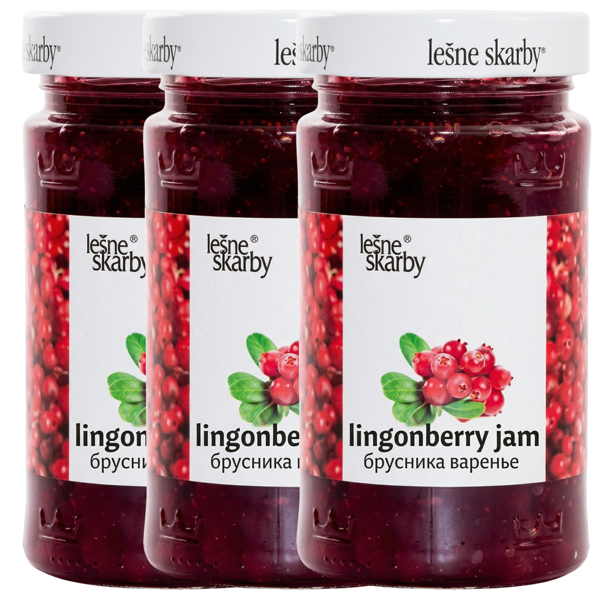 3x 320g Lingonberry (Brusnika) Jam - Polish Fruit Spread in Glass Jar (Product of Poland)