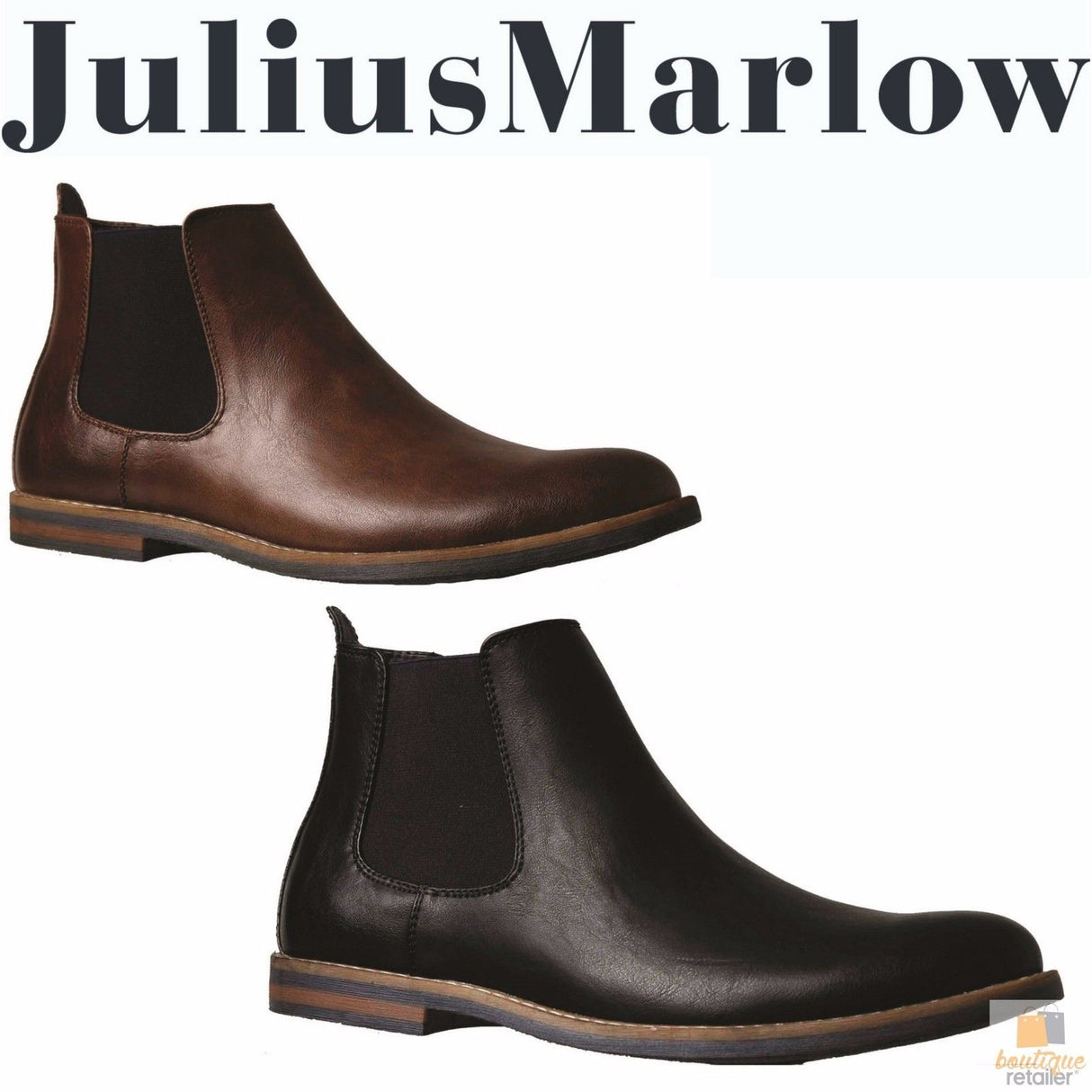 JULIUS MARLOW JM33 Manny Boots Work Casual Dress Shoes Slip On Men's Chelsea - Black