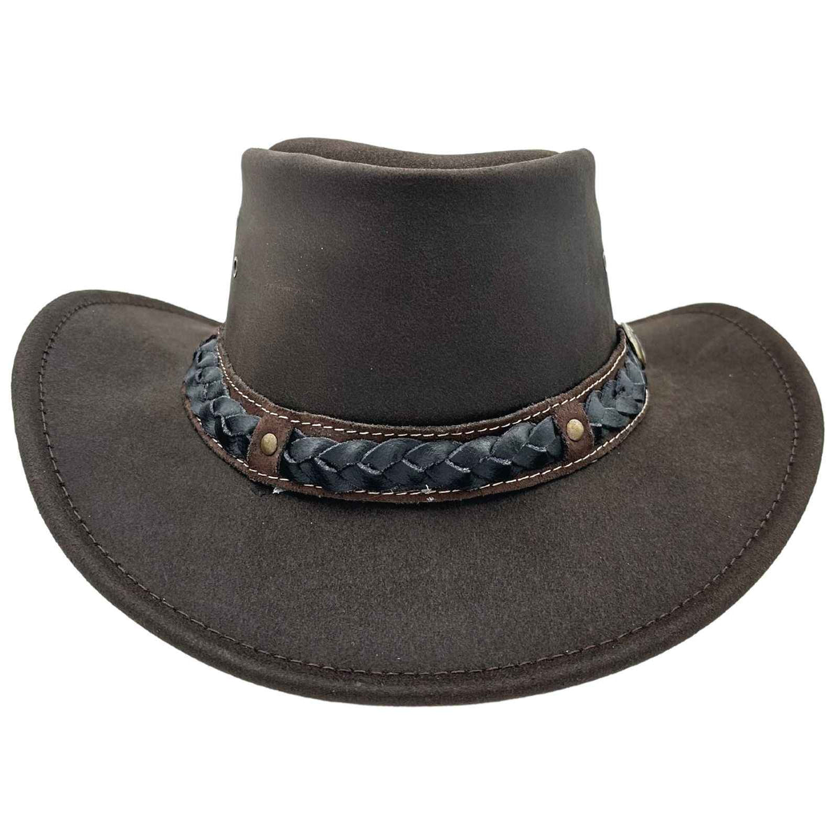 Jacaru 1035 Bush Tucker Oiled Leather Hat - Brown (Water Resistant & UPF 50+ Made in Australia)