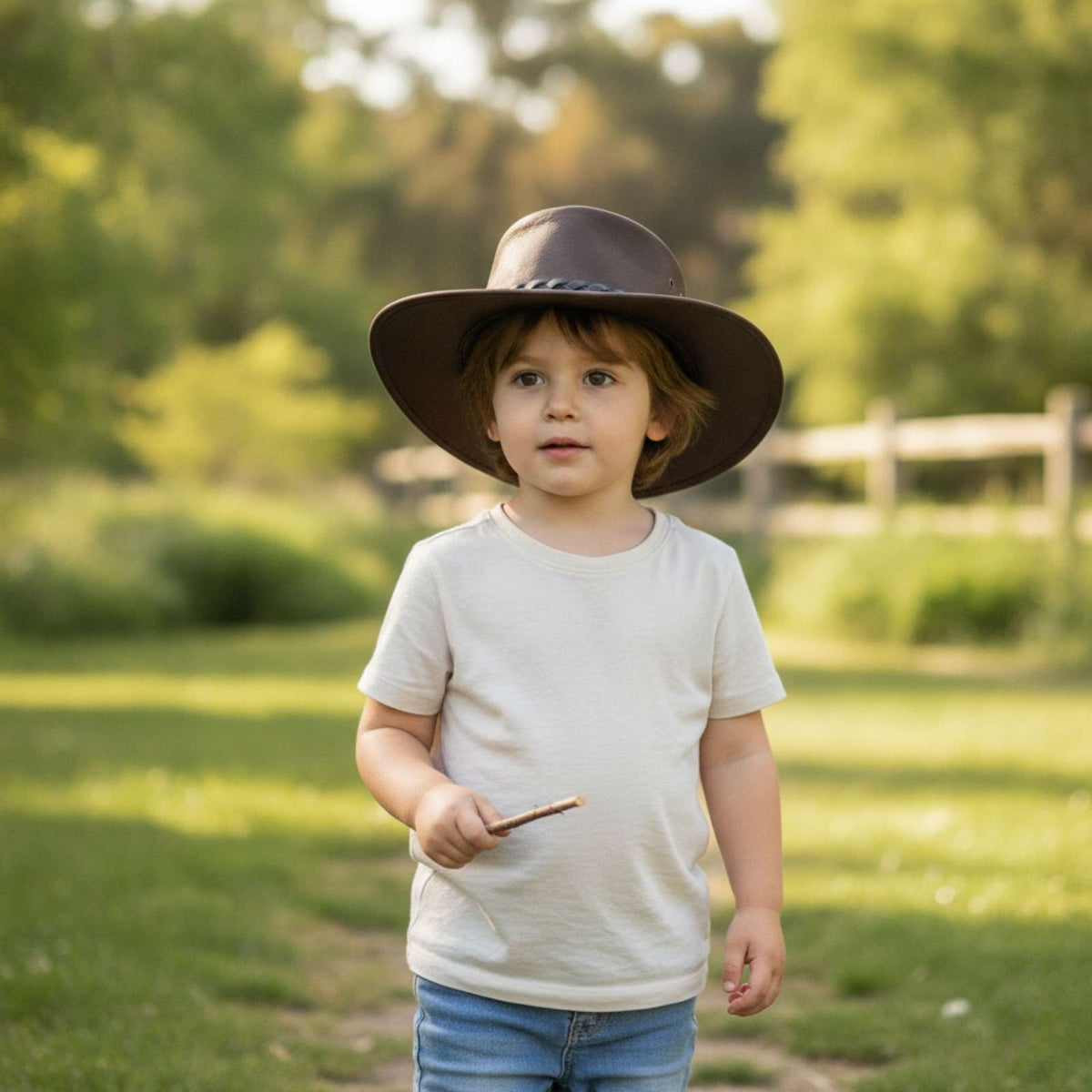 Jacaru 1301K Kids Kangaroo Leather Hat - Water Resistant & UPF 50+ (Child 52cm Made in Australia)