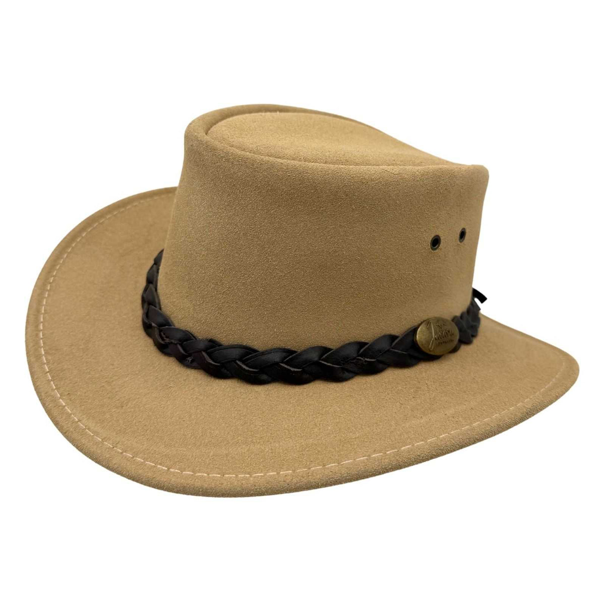 Jacaru 1301 Kids Suede Leather Hat - Water Resistant & UPF 50+ (Child 52cm Made in Australia)