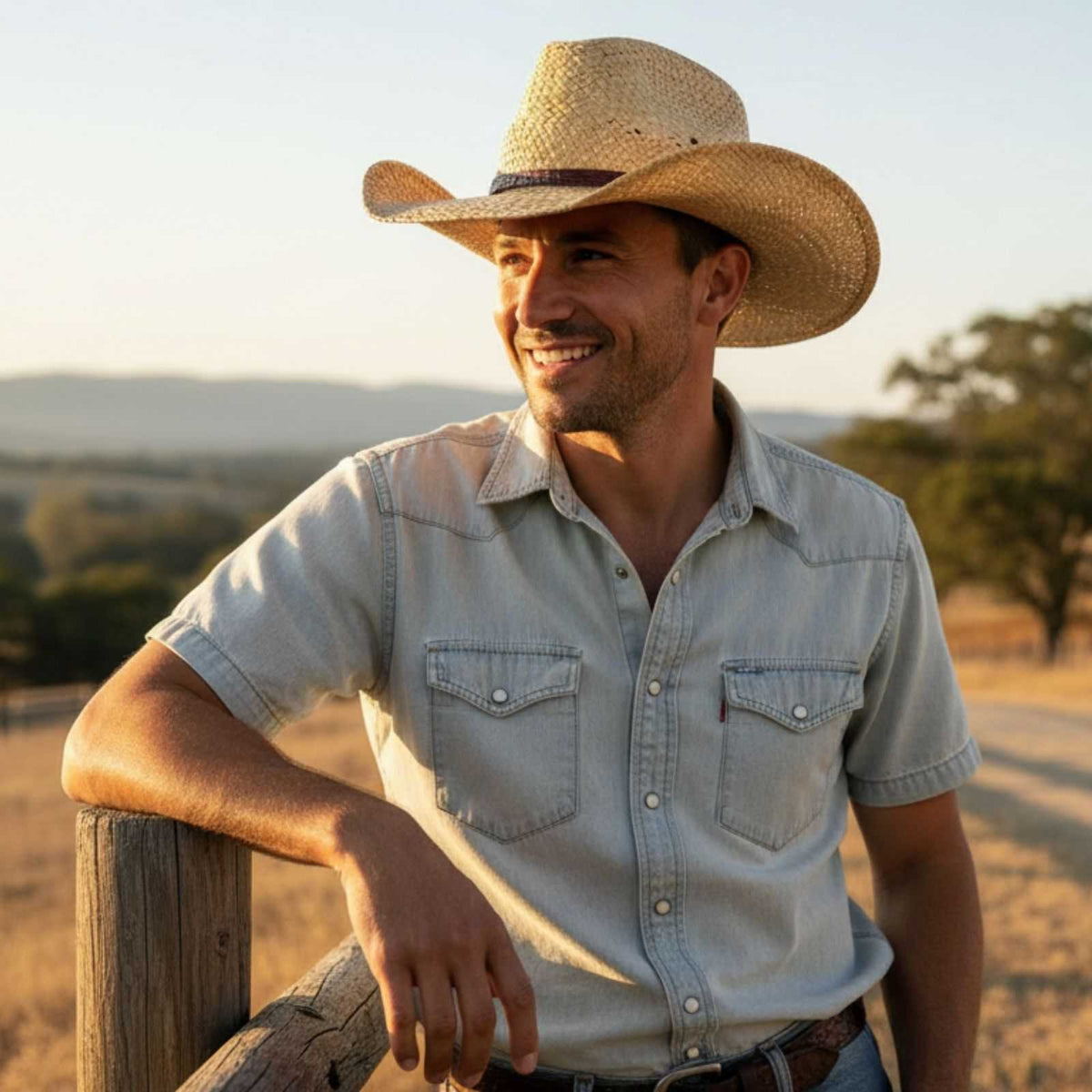 Jacaru 1818F Straw Cowboy Hat with Croc Hatband - Natural (Vegan Friendly)