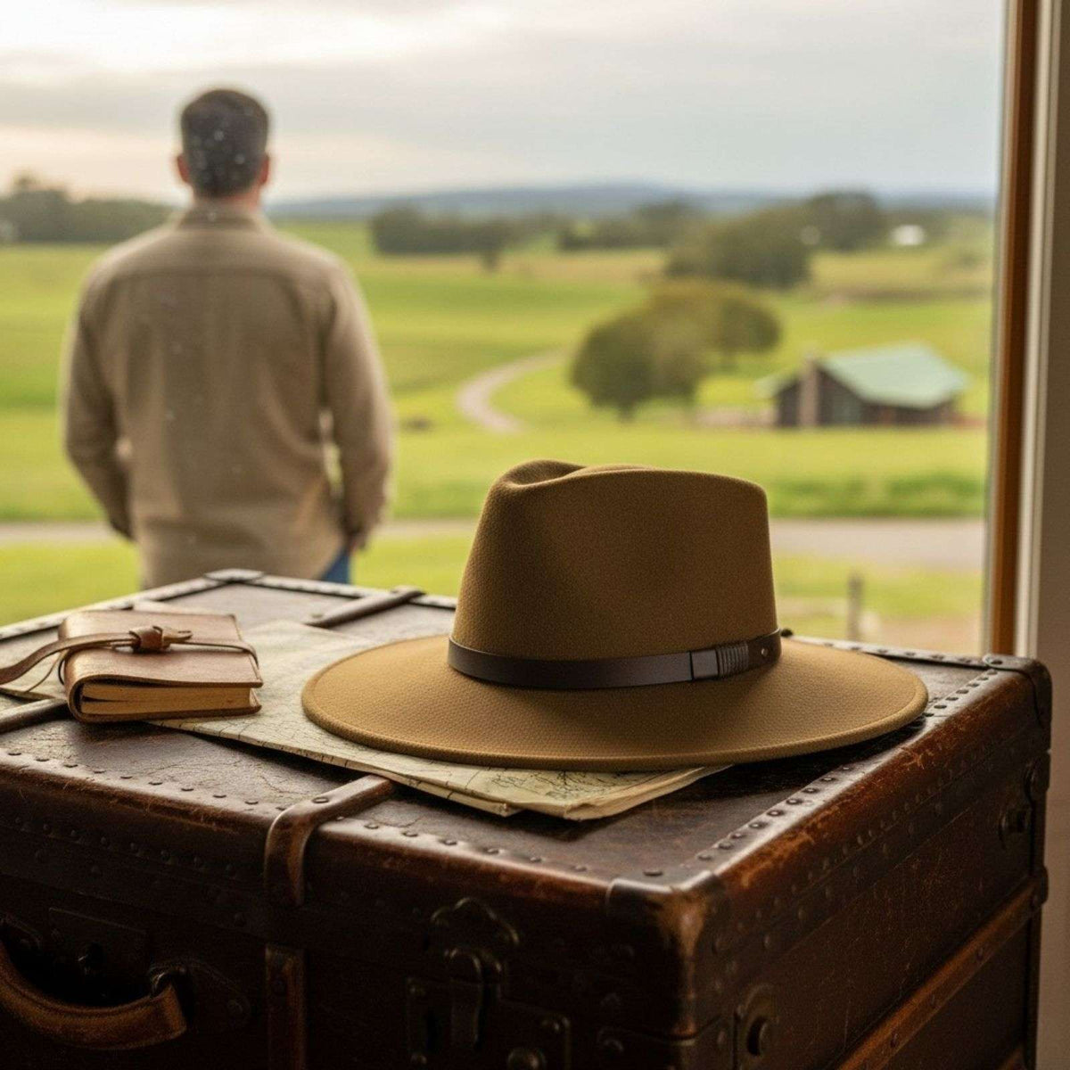 Jacaru 1840 Australia Classic Fine Wool Felt Hat - Pinched Crown & Leather Hatband (Crushable & Water Repellent)