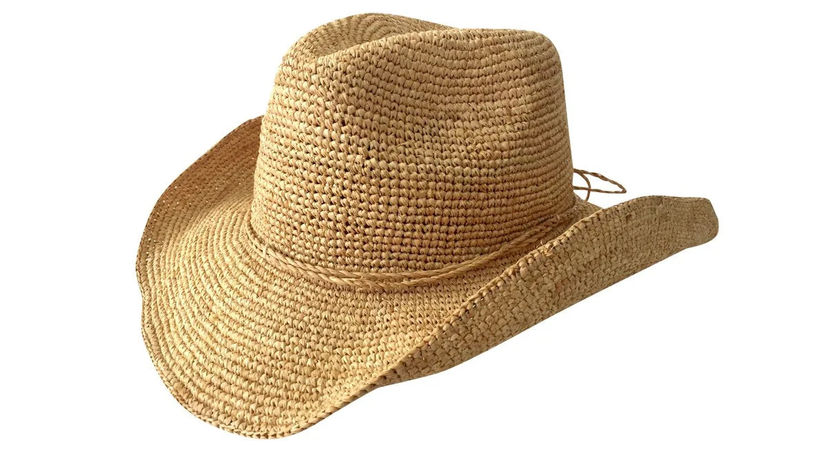 Jacaru 1844 Womens Raffia Crocheted Straw Hat - Beige (One Size Fits Most UPF 30 Vegan Friendly)