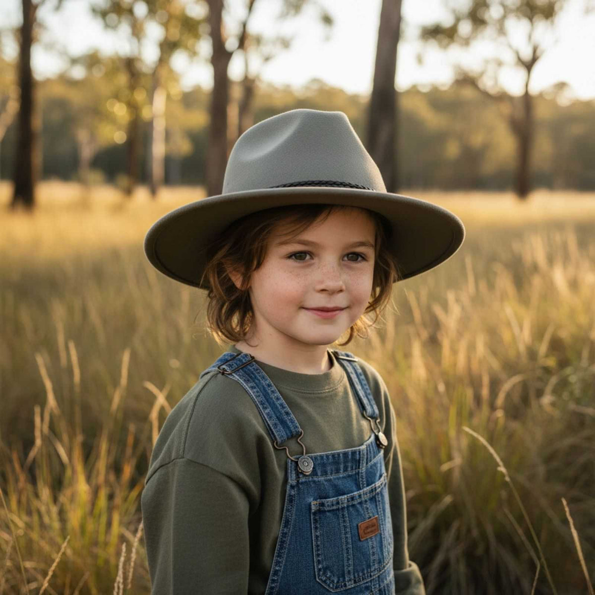 Jacaru 1847C Kids Outback Fedora Australian Wool Hat - Foldable Water Resistant & UPF 50+