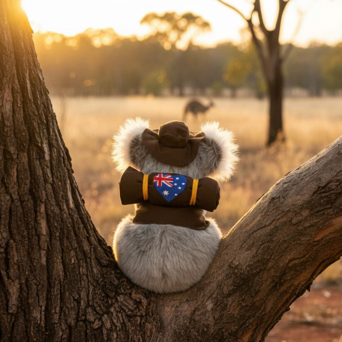 Bocchetta Jack 12cm Sitting Koala with Swag & Hat Plush Toy - Grey (Australian Stuffed Animal Souvenir Gift)