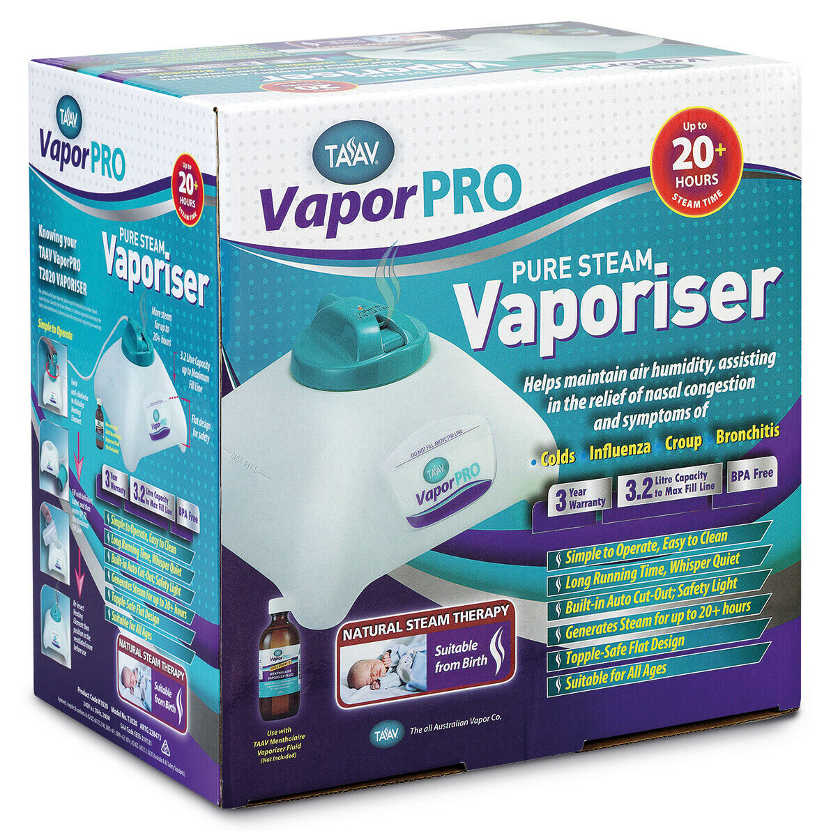 TAAV VaporPro Pure Natural Steam Therapy Vaporiser & Steamer