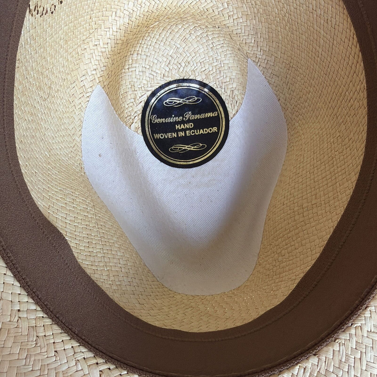 Ecuadorian Panama Straw Fedora Hat - Natural & Brown Leather (Made in USA)