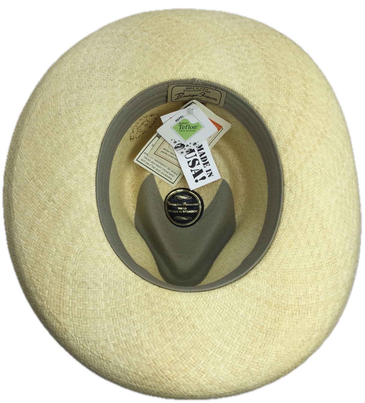 STRAW PANAMA CUENCA HAT Sun Beach Golf Cap Summer Hand Woven Made in USA K4A