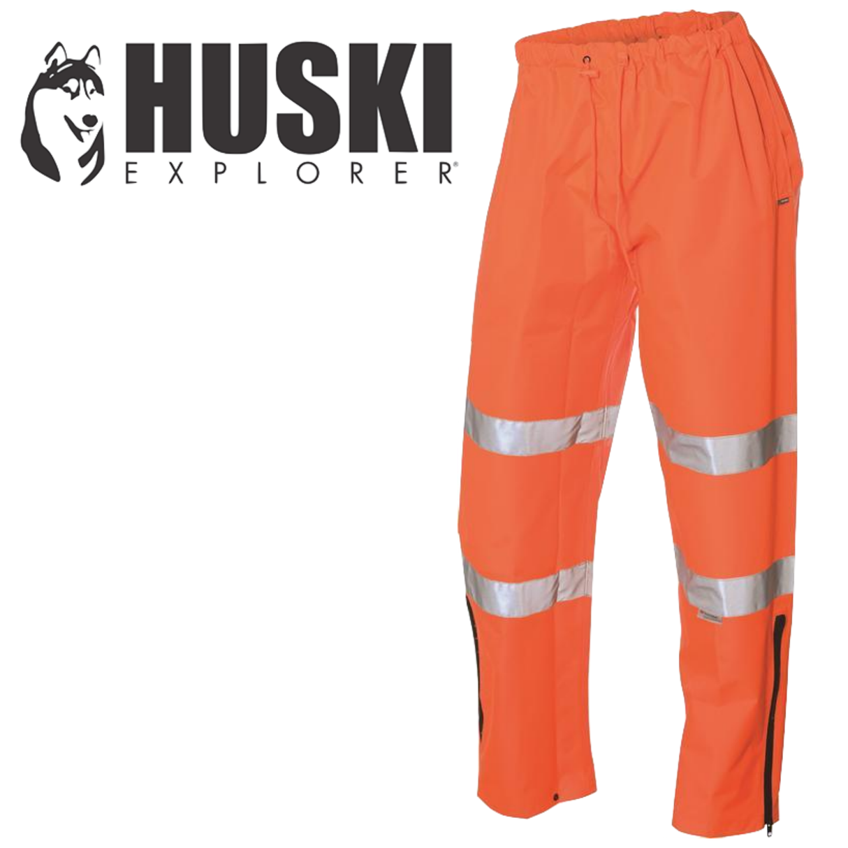 Huski Mens Tarmac Hi Vis Pants - Orange (High Visibility Safety Trousers)