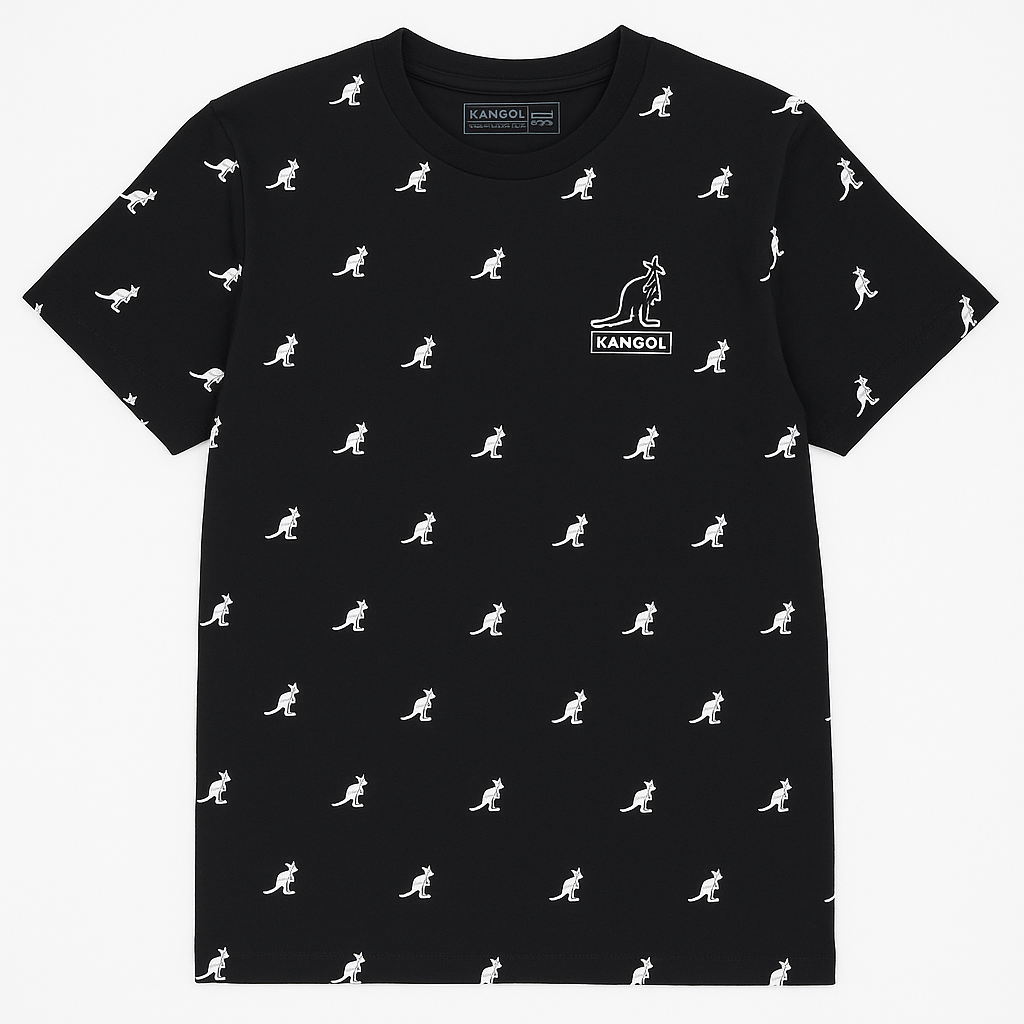 Kangol Mens AOP Game Day Basketball Tee Top T-Shirt in Black/Combo